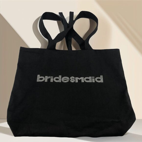 Imagin8 Bridesmaid Bedazzled Rhinestone Bling Black Shoulder Tote/Duffle Bag NWT - Picture 5 of 11